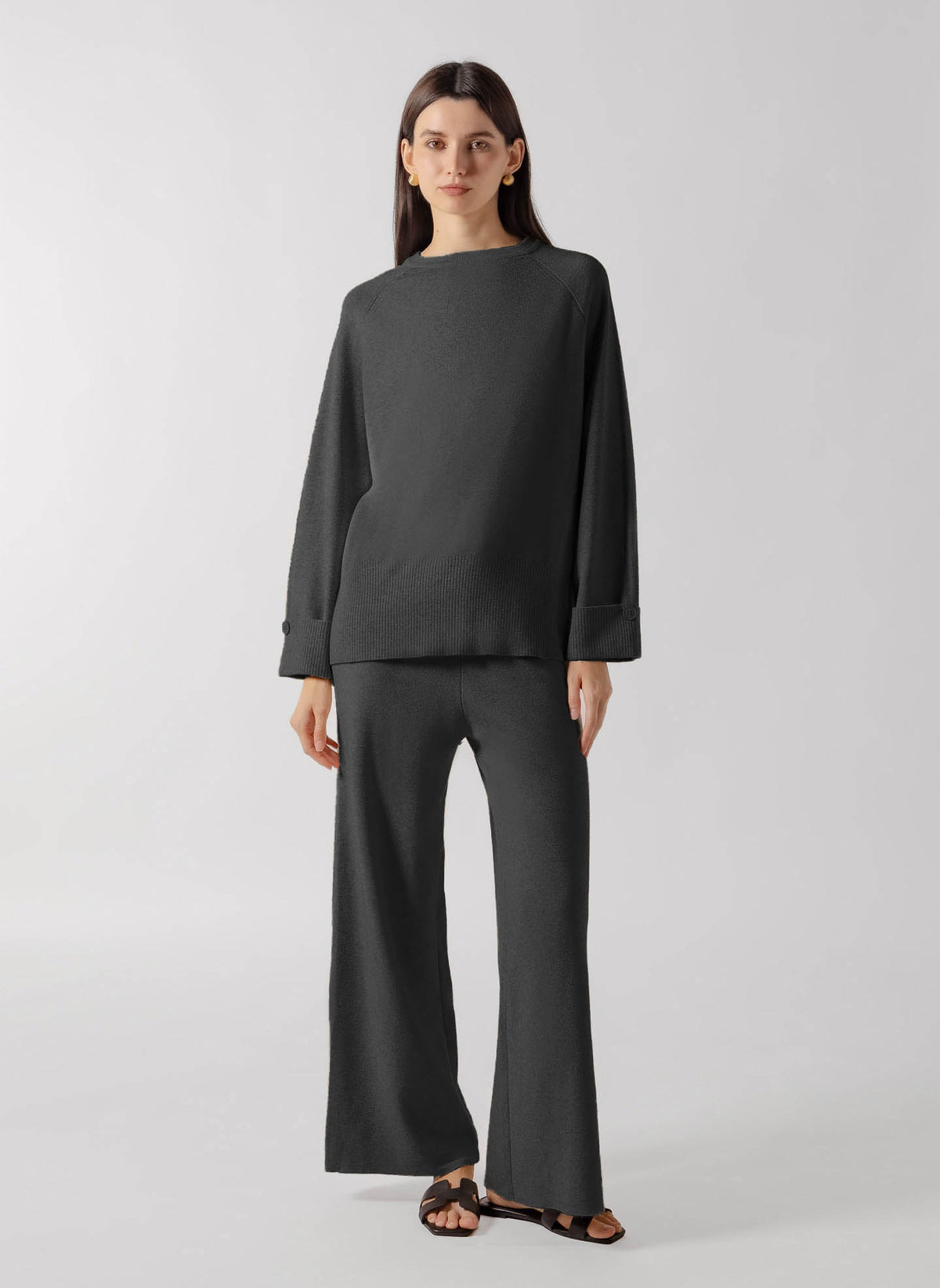 FOLDED CUFF CREW KNIT SET