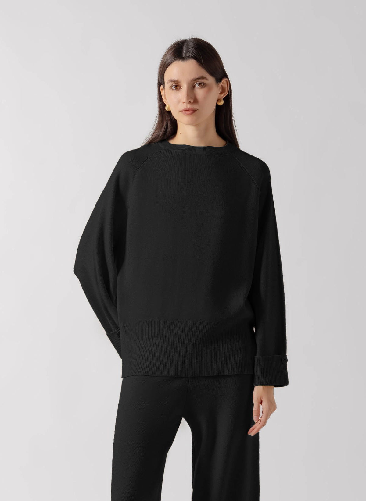 FOLDED CUFF CREW KNIT SET