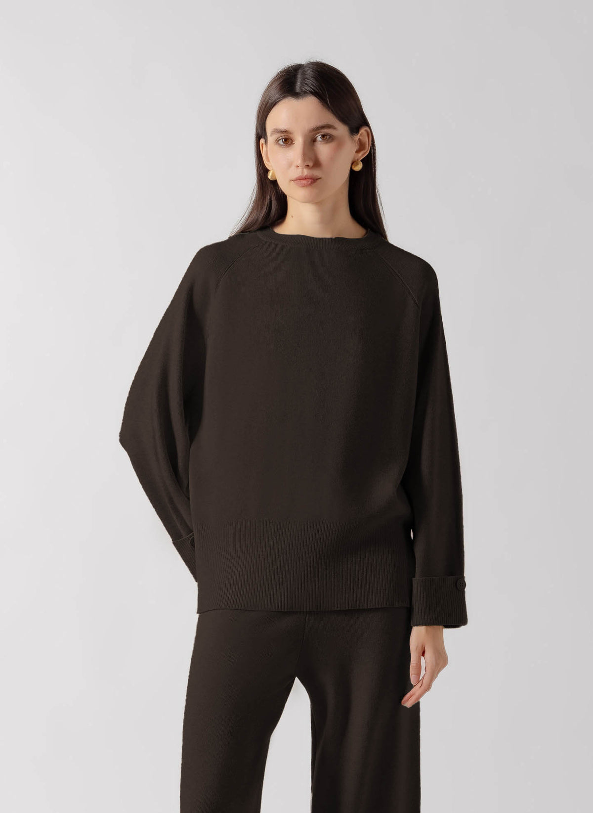 FOLDED CUFF CREW KNIT SET