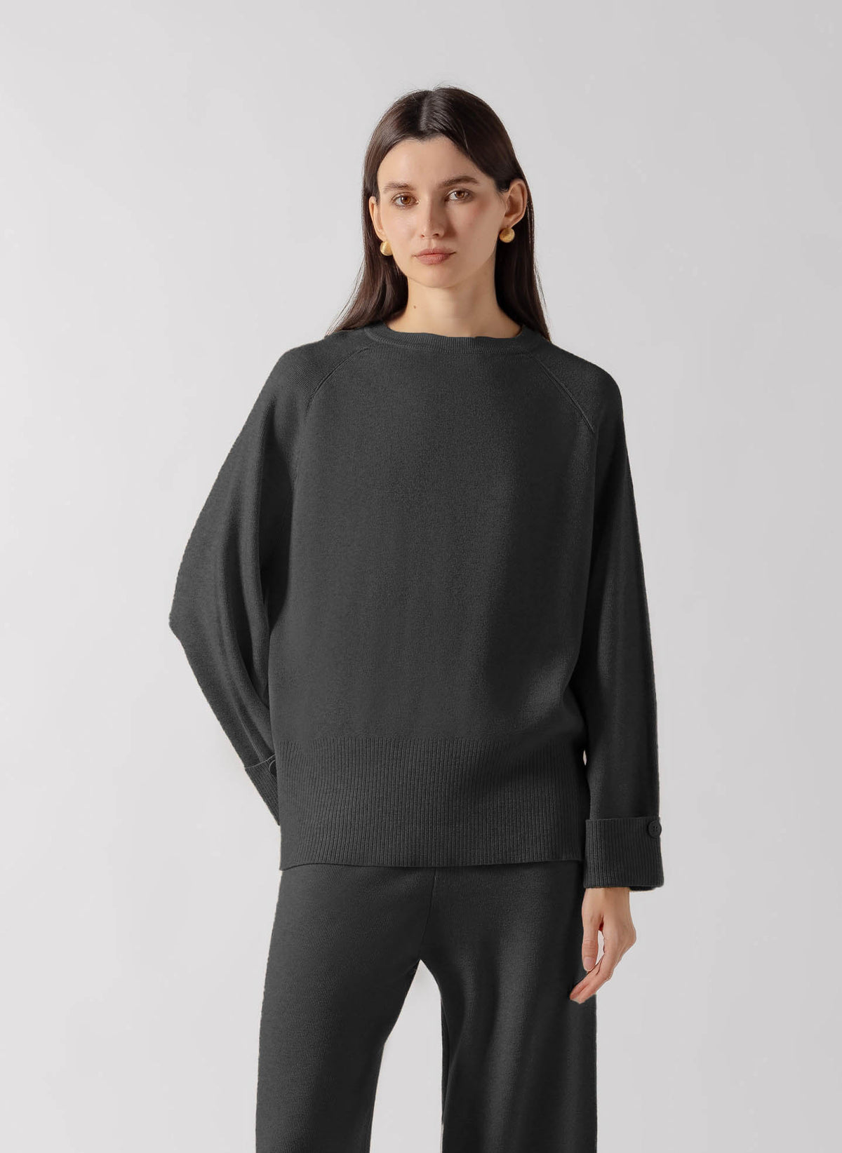 FOLDED CUFF CREW KNIT SET