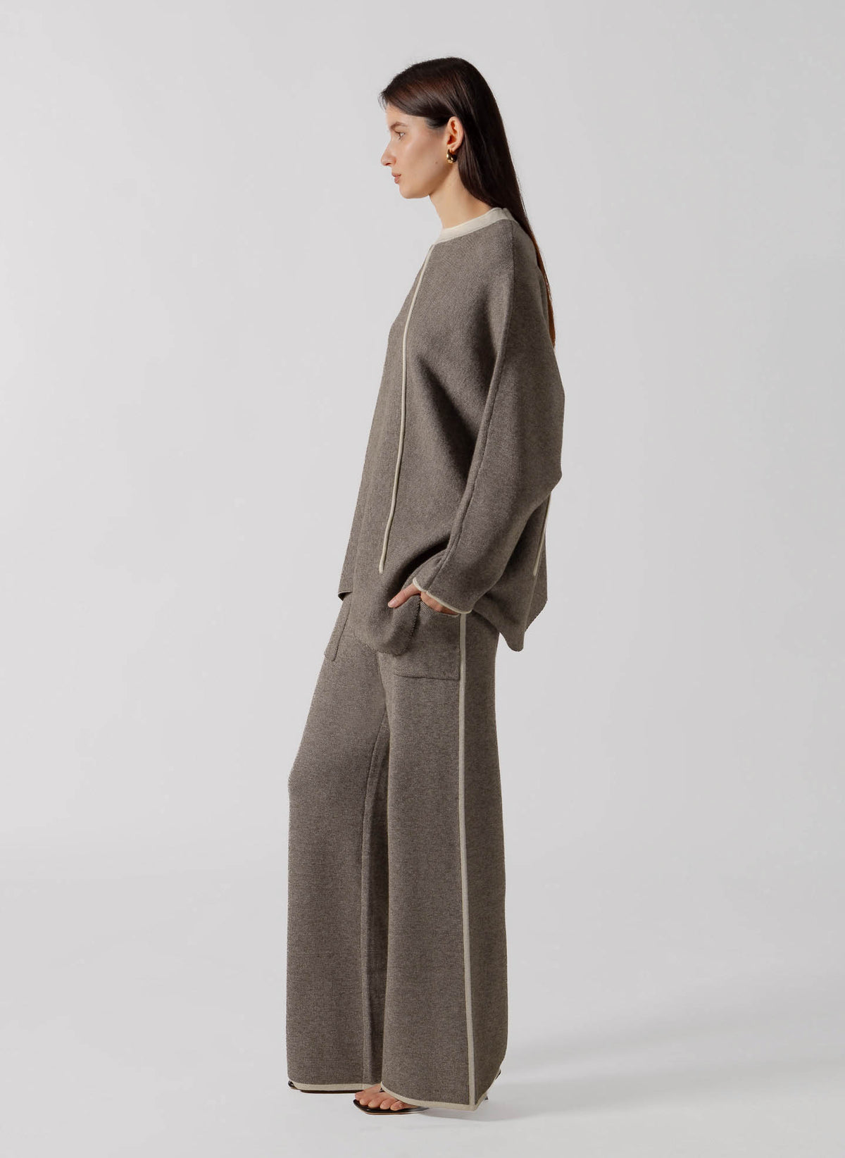 CONTRAST SEAM CASHMERE BLEND SET