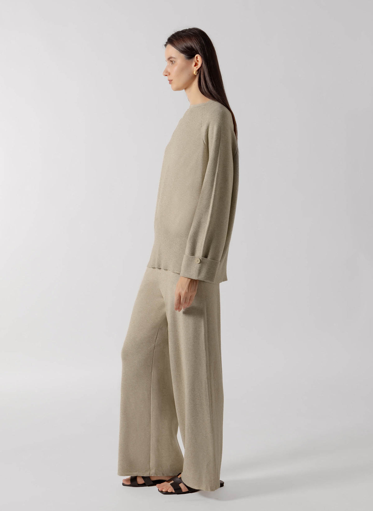 FOLDED CUFF CREW KNIT SET