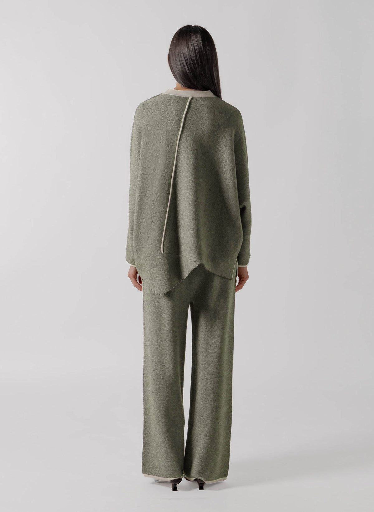 CONTRAST SEAM CASHMERE BLEND SET