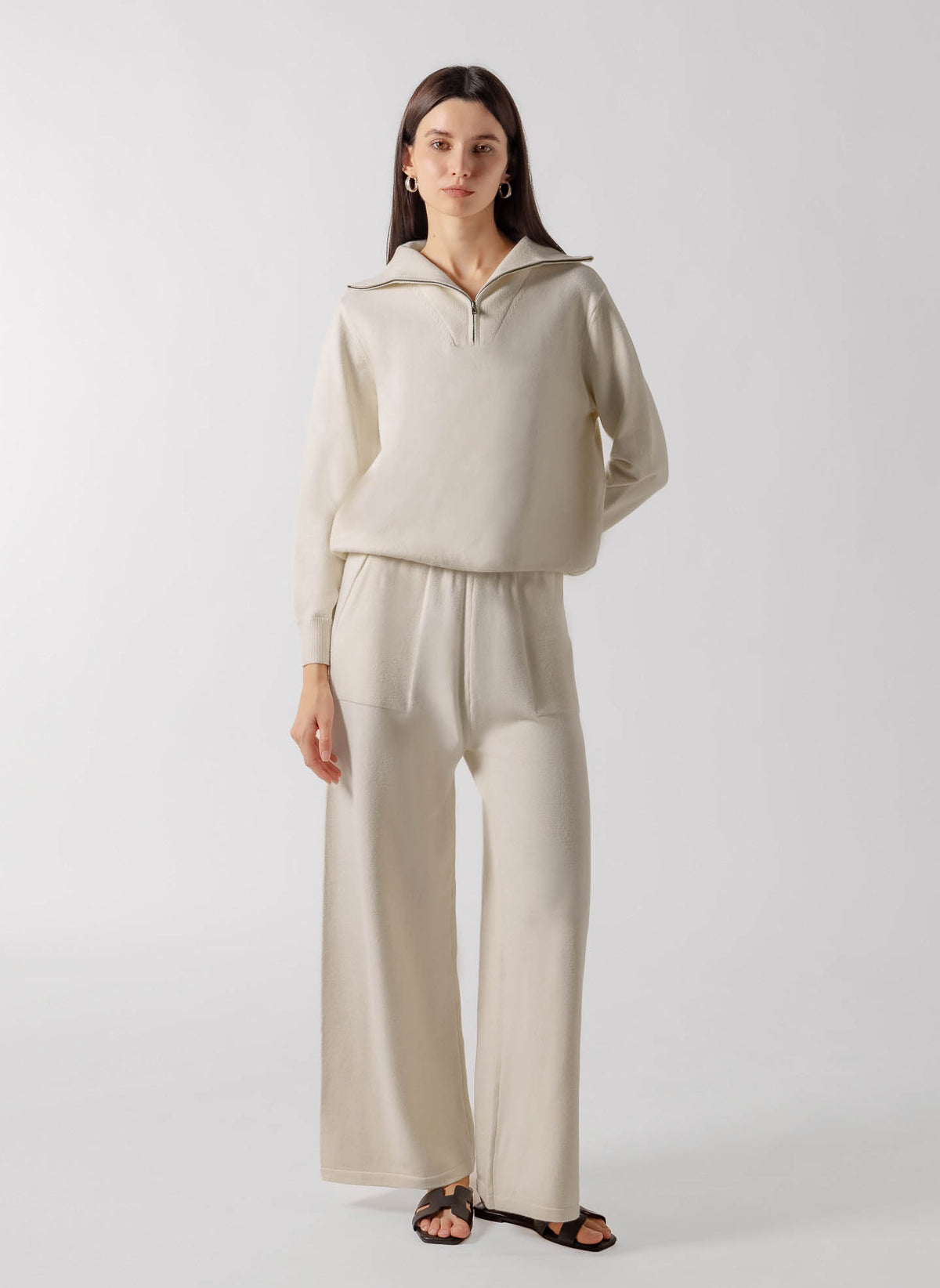 CASHMERE BLEND QUATER ZIP SET