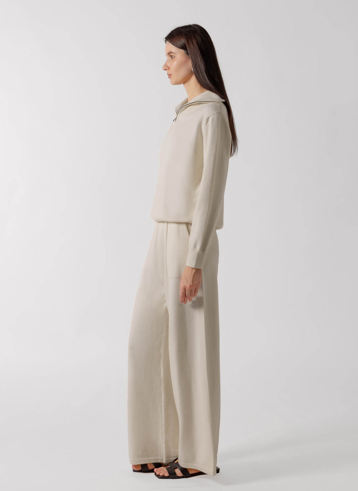 CASHMERE BLEND QUATER ZIP SET