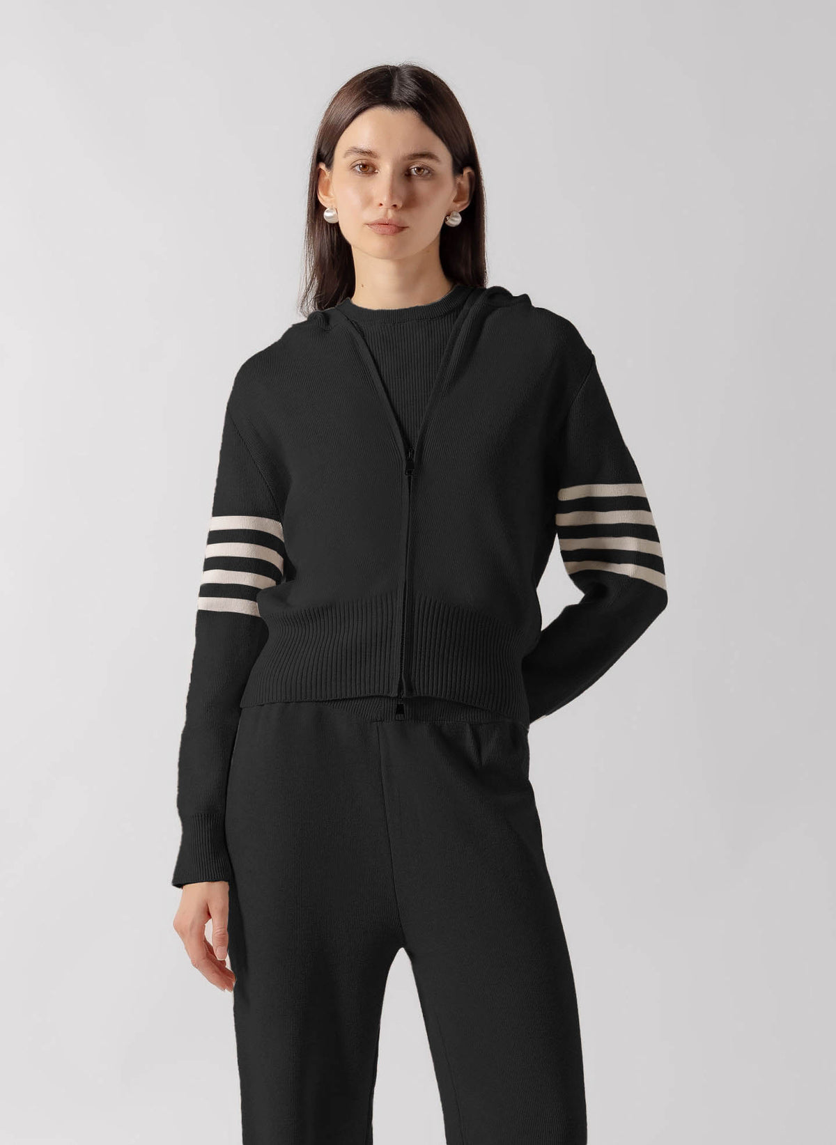 RIBBED ZIP-UP HOODIE SET