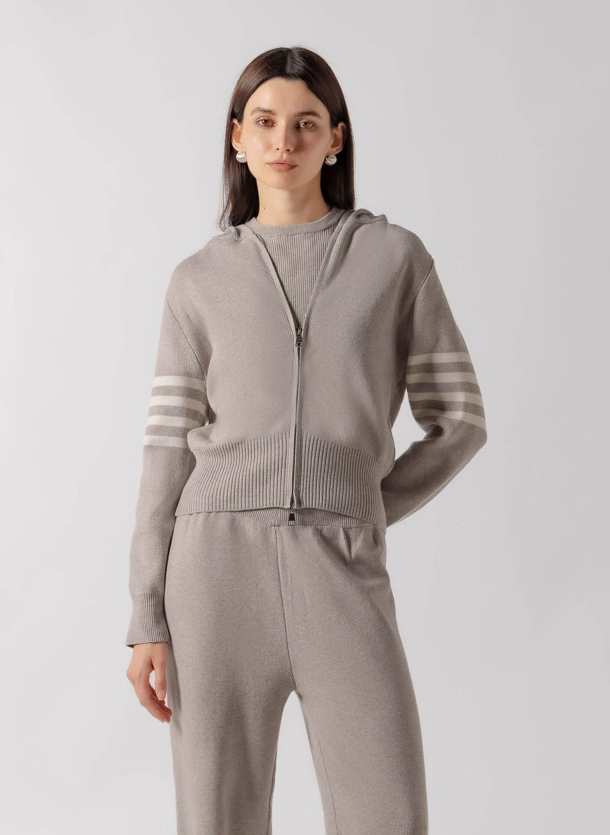 RIBBED ZIP-UP HOODIE SET