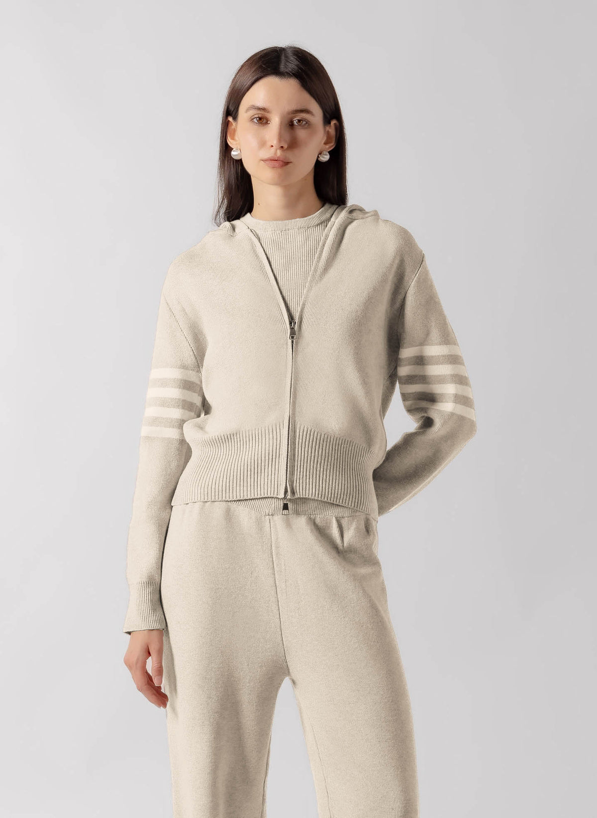RIBBED ZIP-UP HOODIE SET