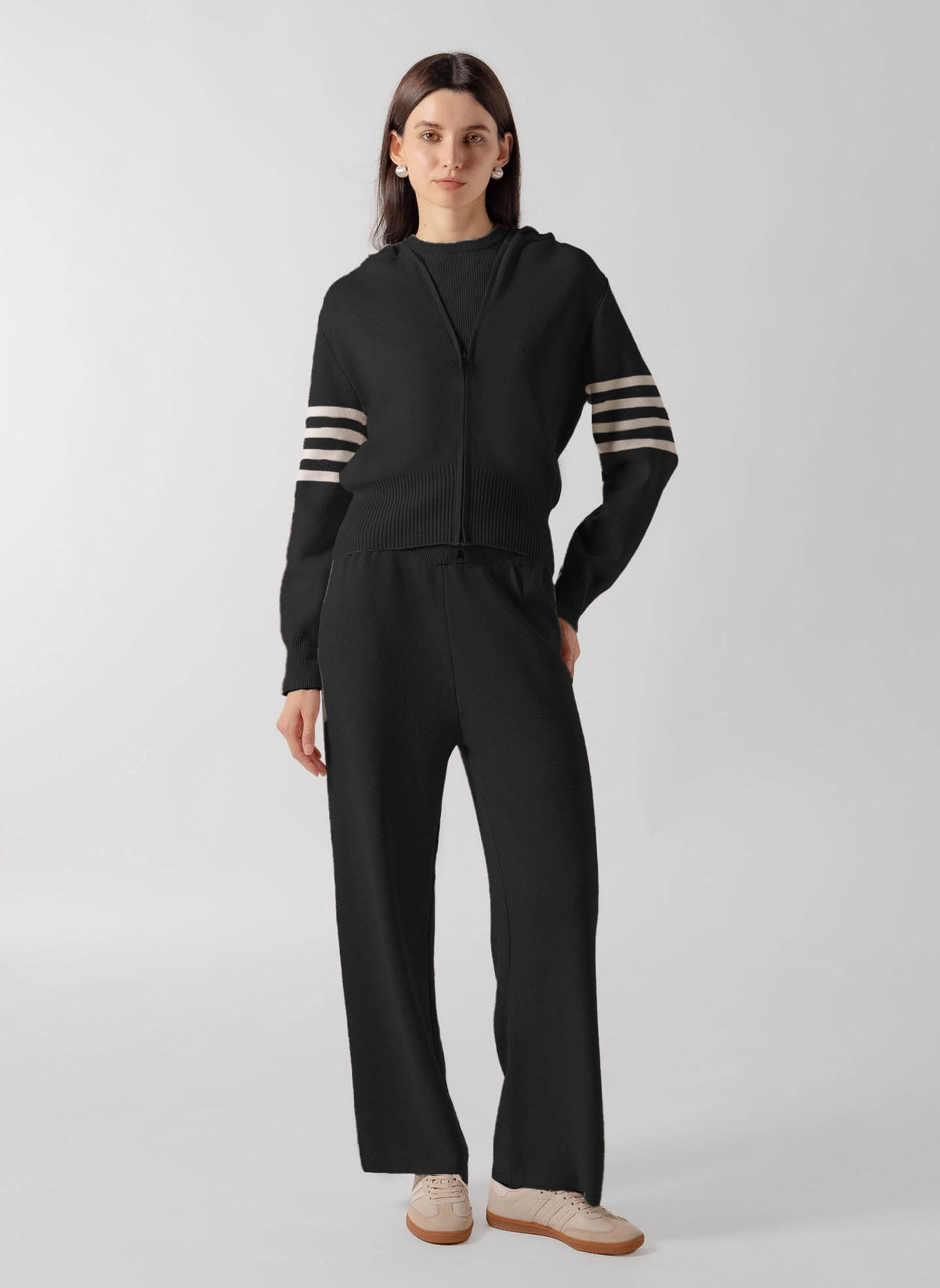 RIBBED ZIP-UP HOODIE SET