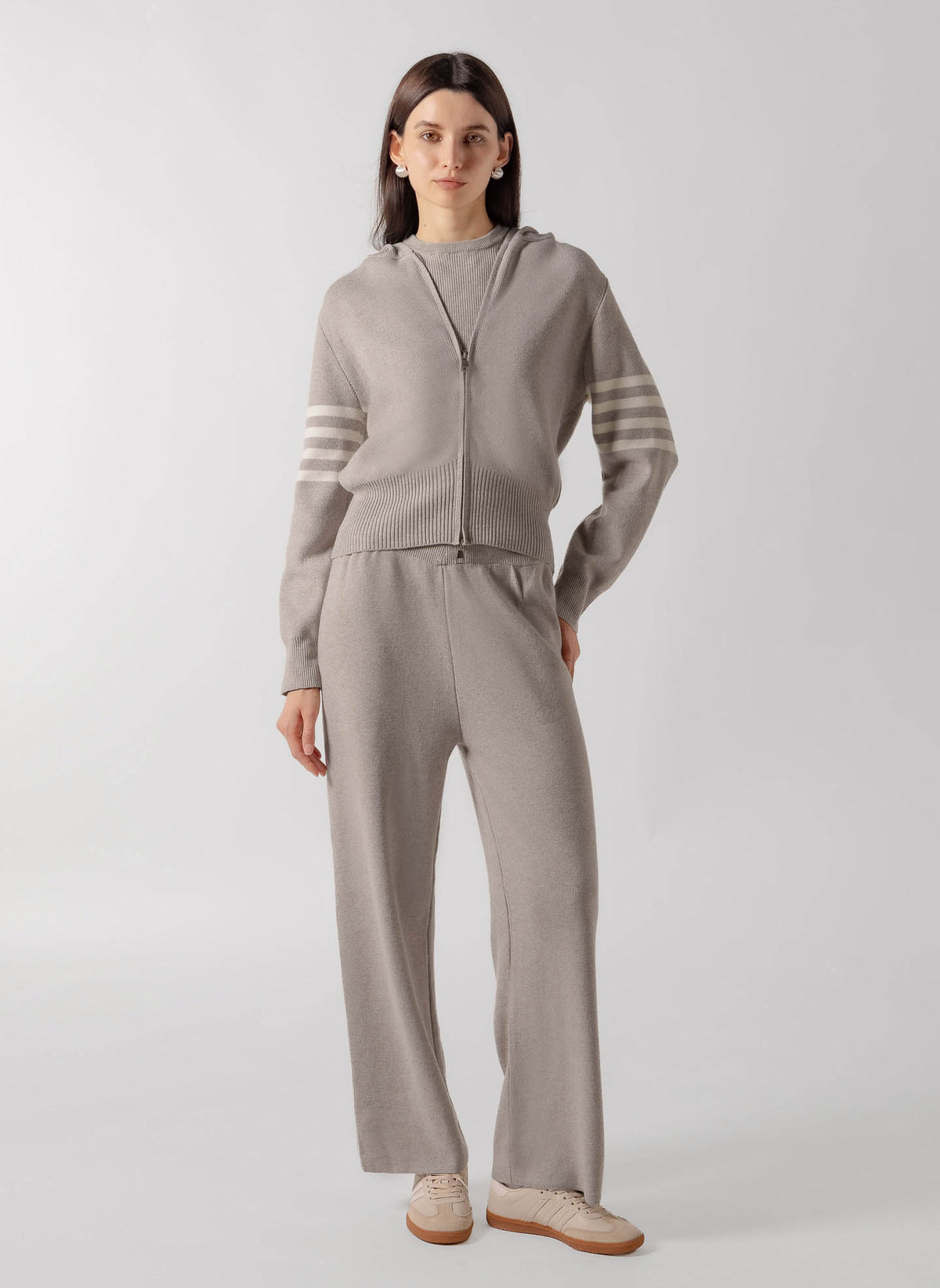 RIBBED ZIP-UP HOODIE SET