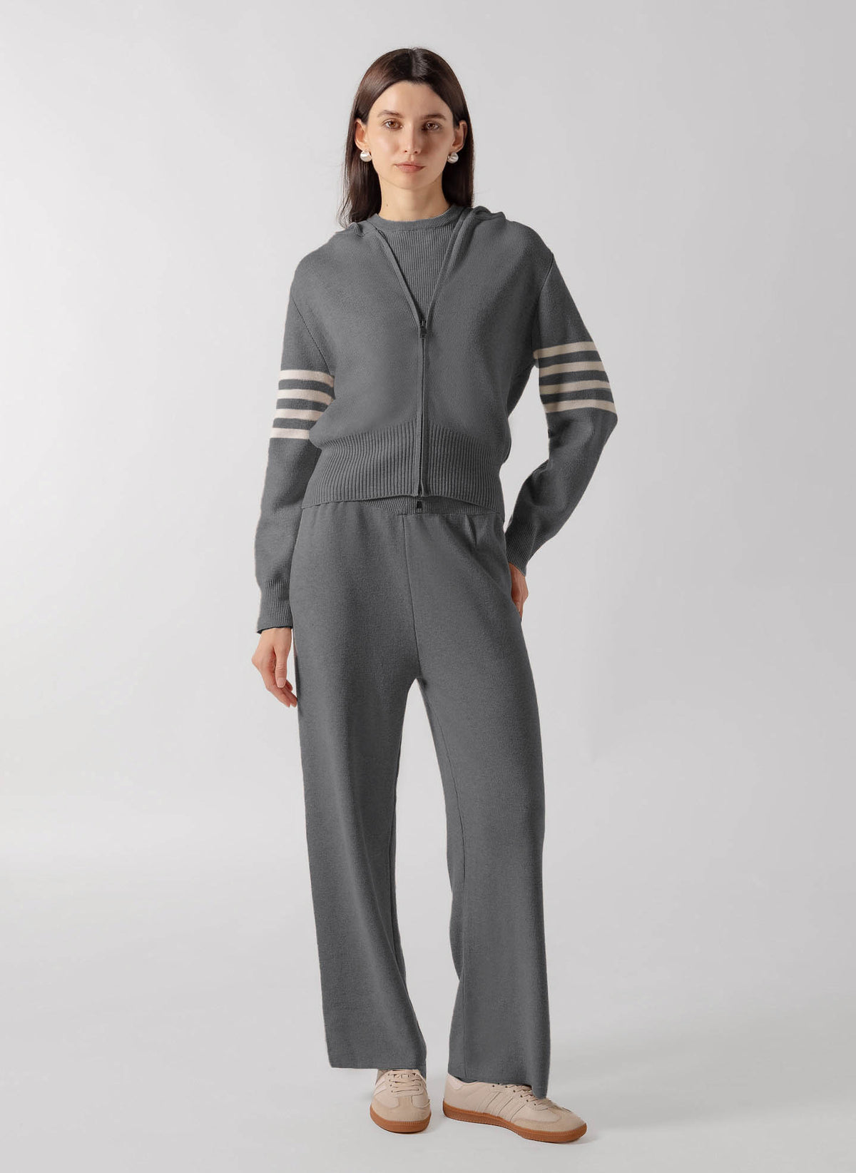 RIBBED ZIP-UP HOODIE SET
