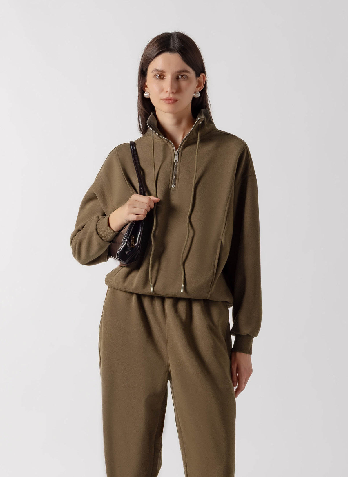 FUNNEL NECK QUATER ZIP SET
