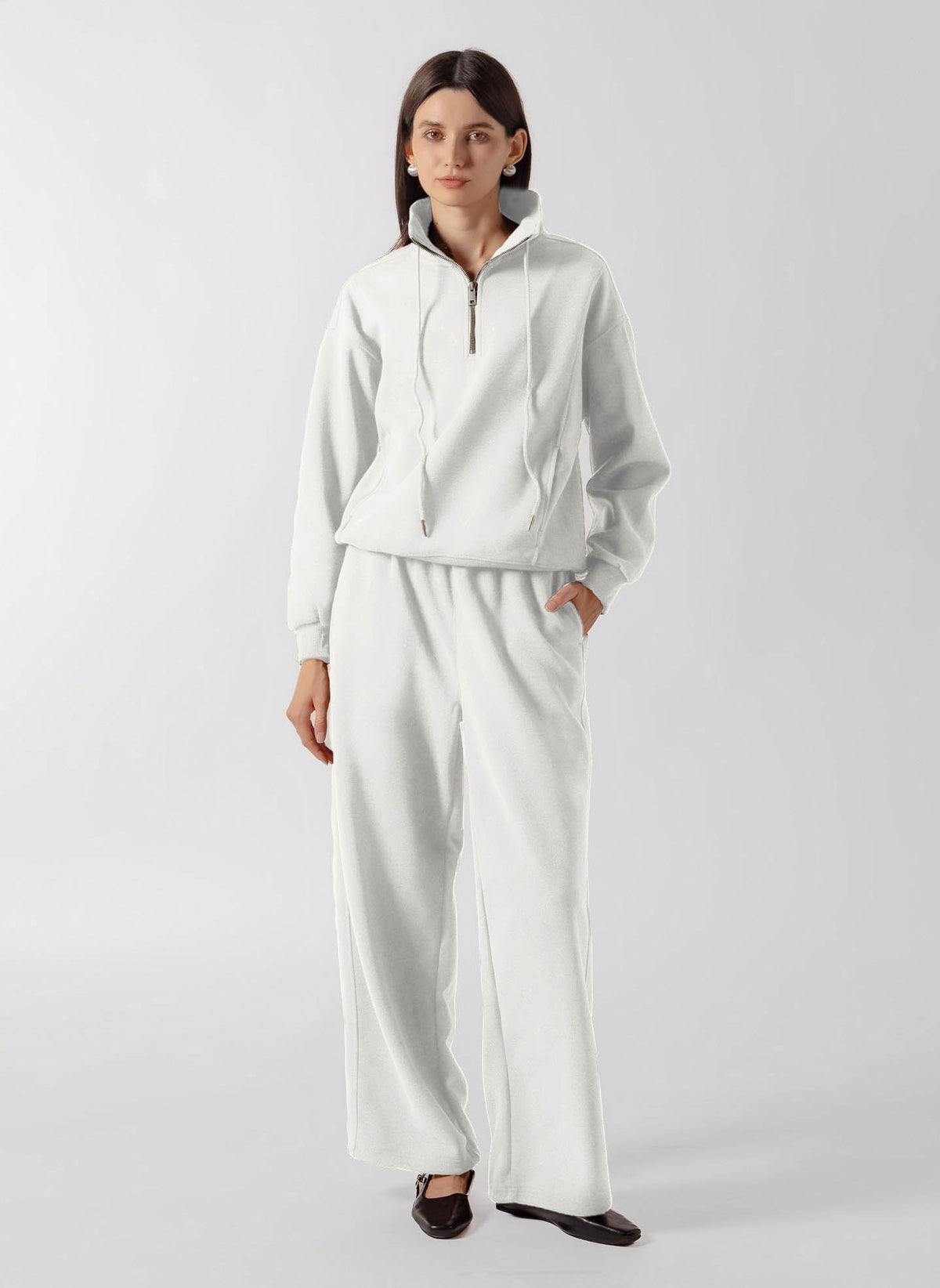 FUNNEL NECK QUATER ZIP SET