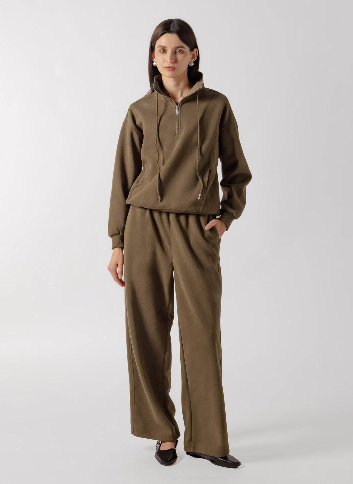 FUNNEL NECK QUATER ZIP SET
