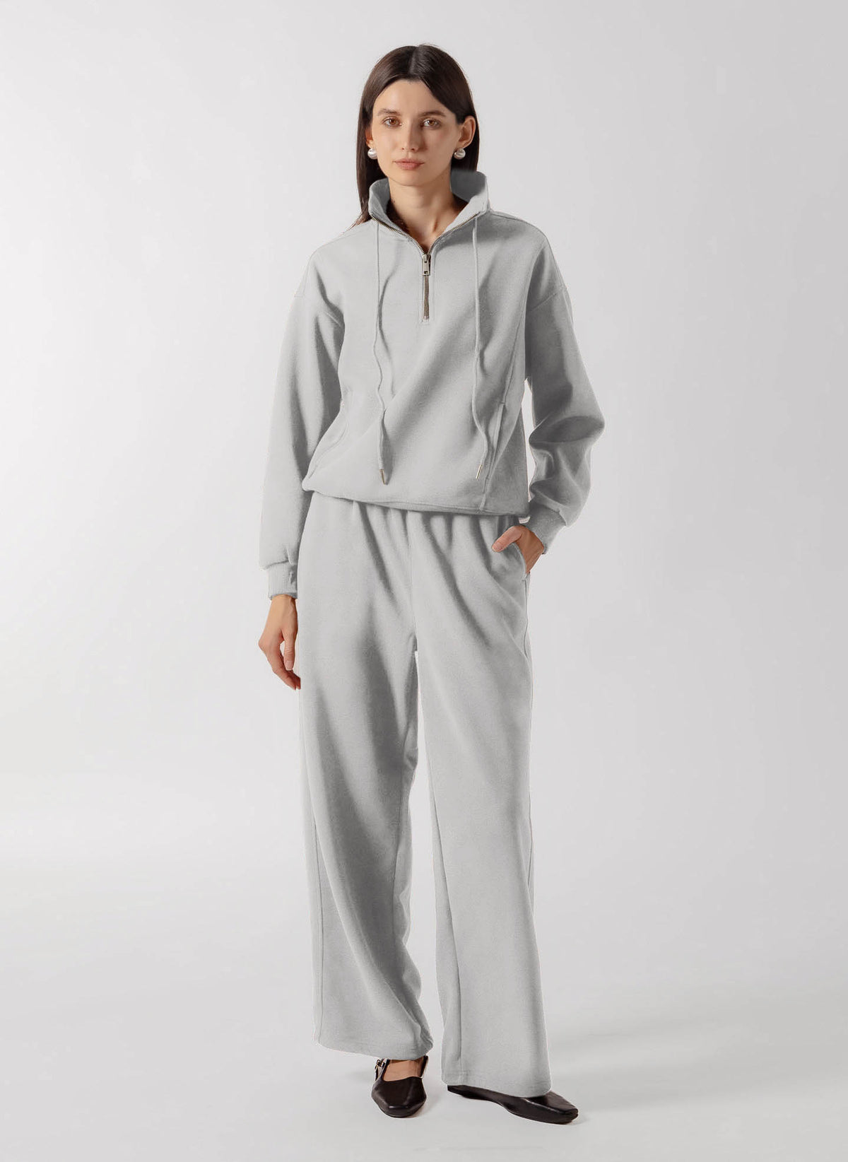 FUNNEL NECK QUATER ZIP SET