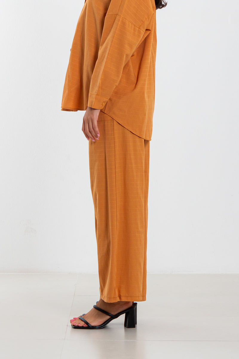 STRIPED POPLIN TROUSERS