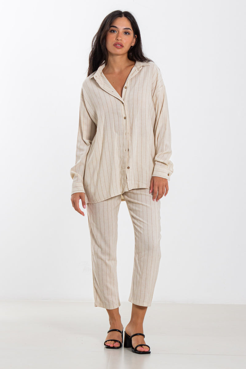 STRIPED LINEN BLEND SHIRT