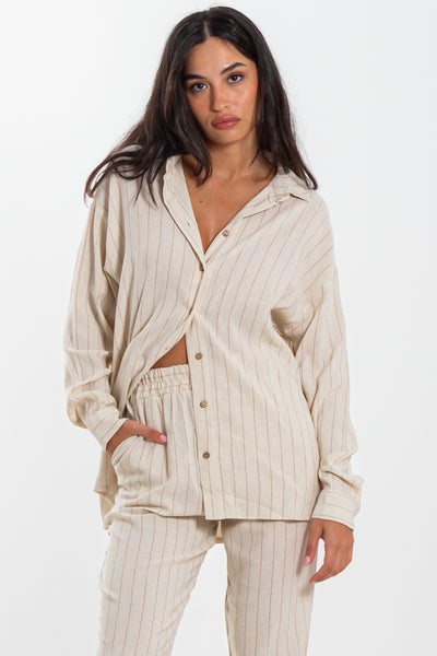 STRIPED LINEN BLEND SHIRT