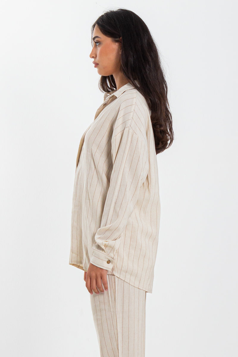 STRIPED LINEN BLEND SHIRT