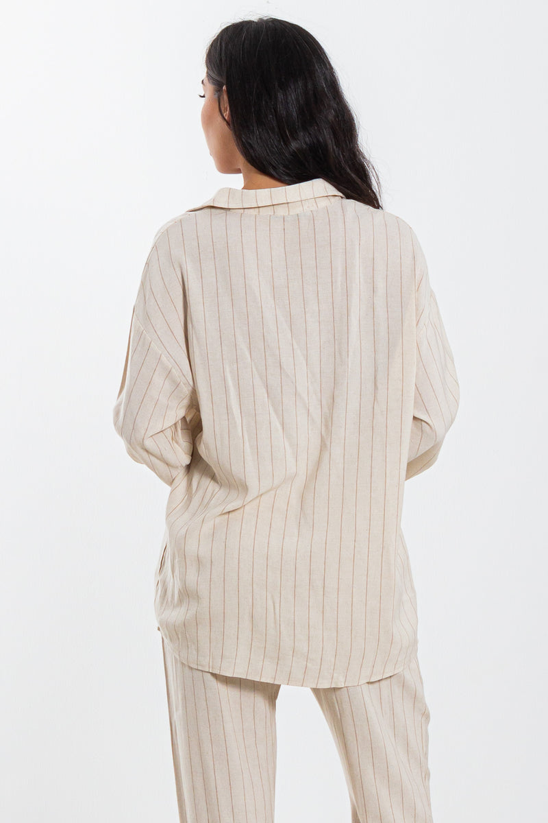 STRIPED LINEN BLEND SHIRT