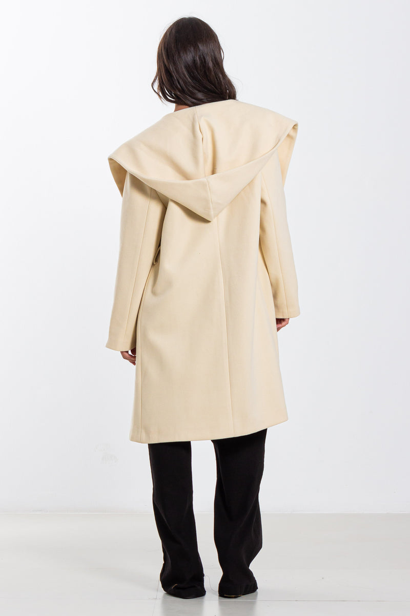 WOOL BLEND HOODIE COAT
