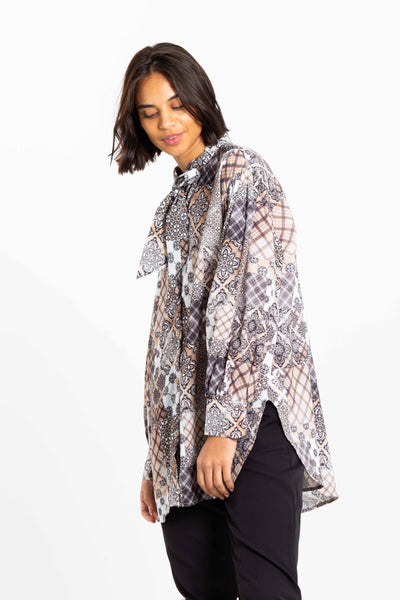 PRINTED LONGLINE BLOUSE