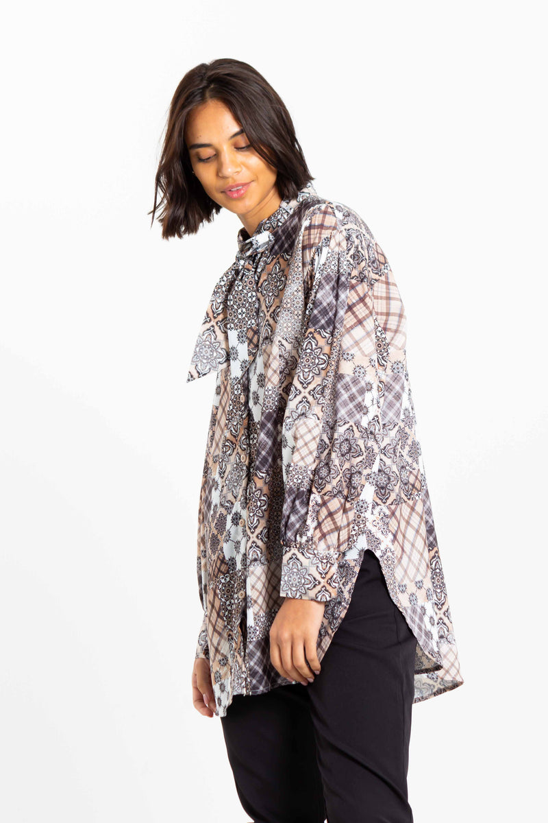PRINTED LONGLINE BLOUSE