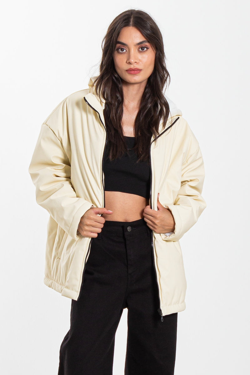 FAUX LEATHER PUFFER JACKET