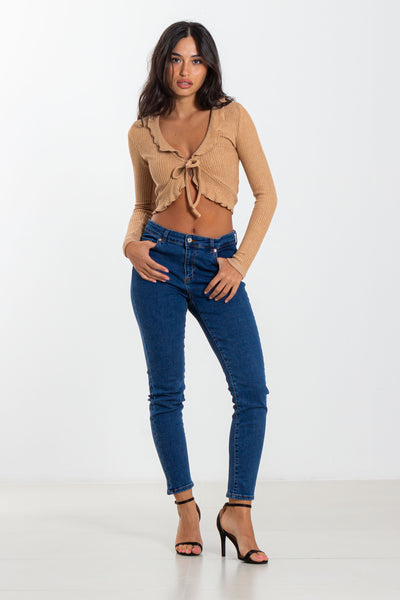 FRONT KNOT RIBBED TOP