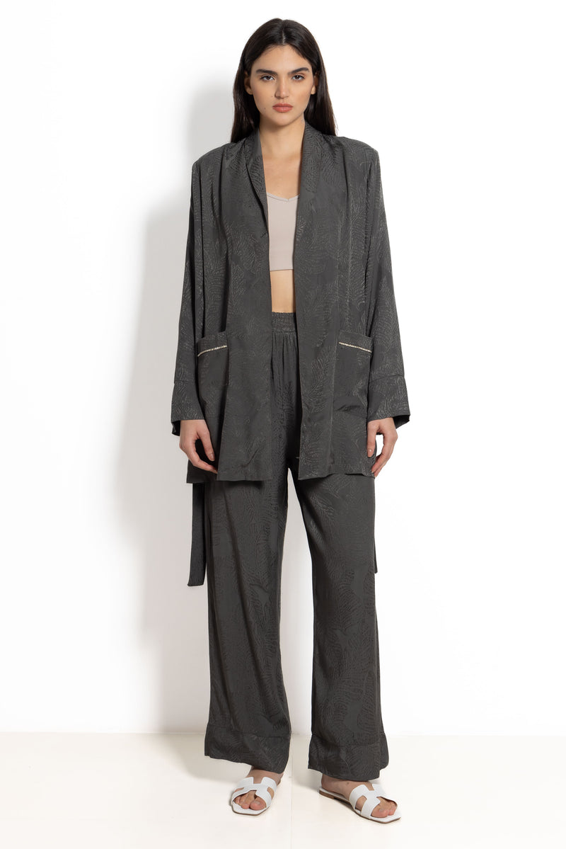 TEXTURED SATIN KIMONO SET