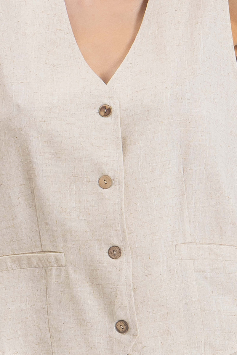 LINEN BLEND WAISTCOAT SET