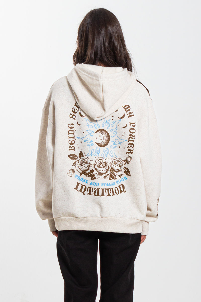 CONTRAST PRINT HOODIE