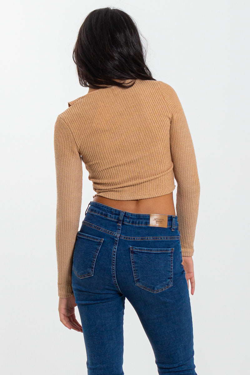 FRONT KNOT RIBBED TOP