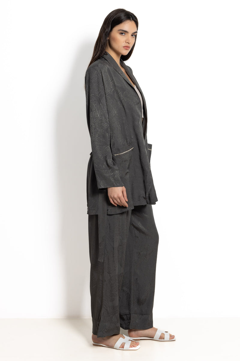 TEXTURED SATIN KIMONO SET