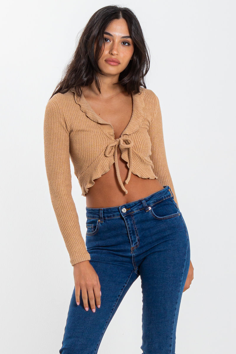 FRONT KNOT RIBBED TOP