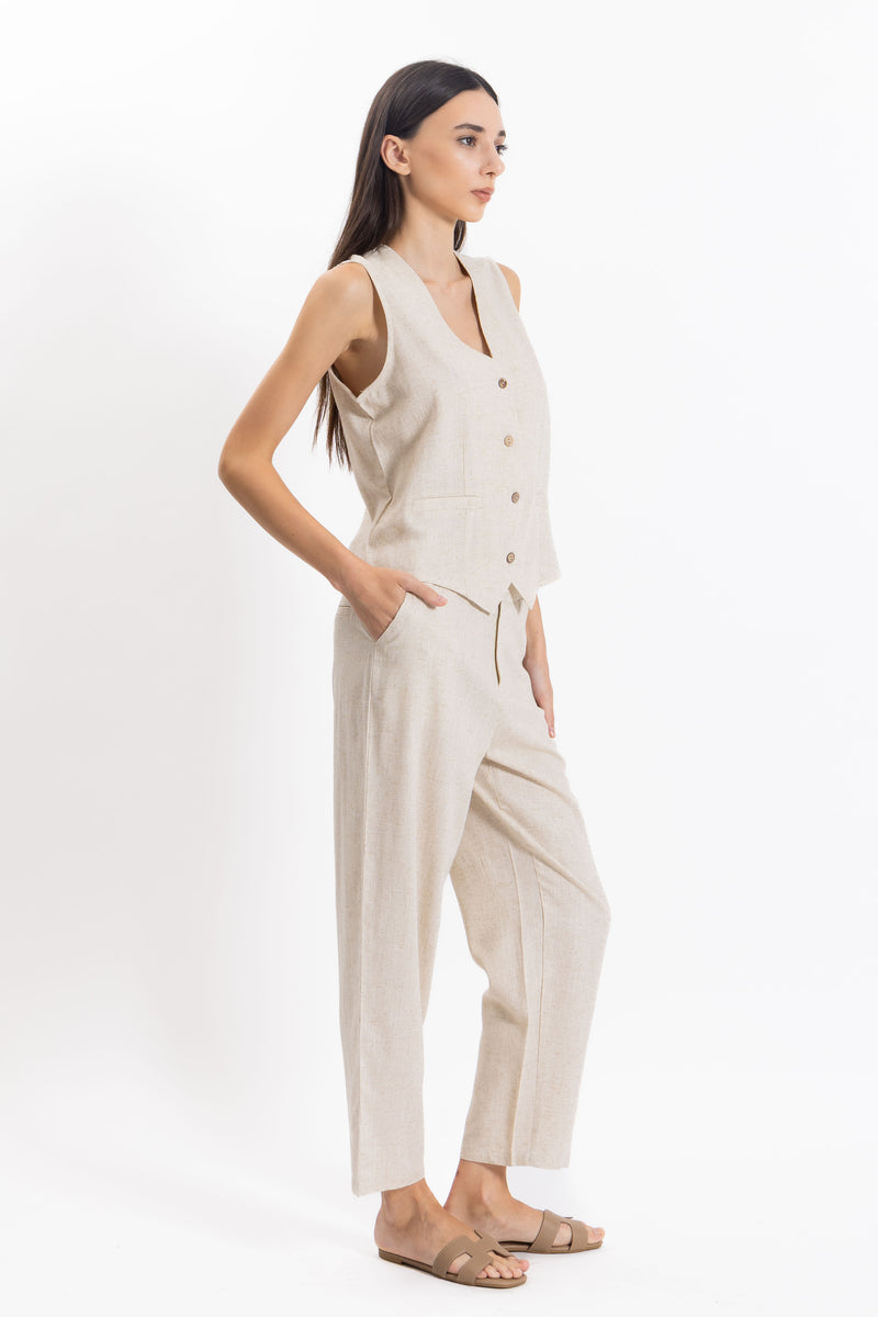 LINEN BLEND WAISTCOAT SET