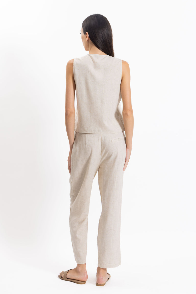 LINEN BLEND WAISTCOAT SET