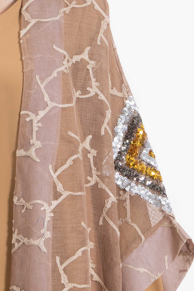 TEXTURED EMBROIDERED ABAYA WITH DRESS