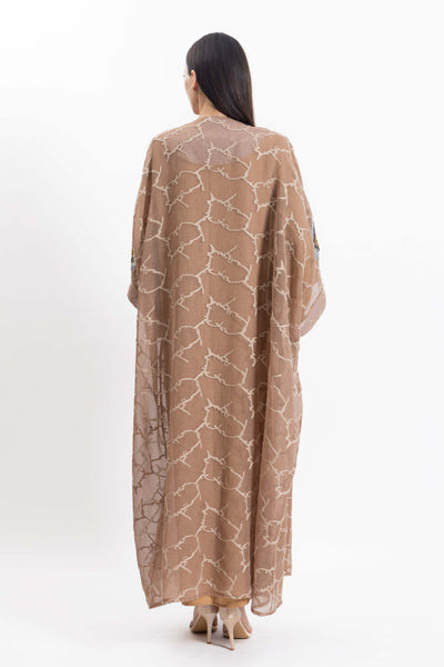 TEXTURED EMBROIDERED ABAYA WITH DRESS