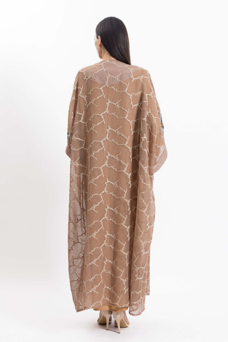 TEXTURED EMBROIDERED ABAYA WITH DRESS