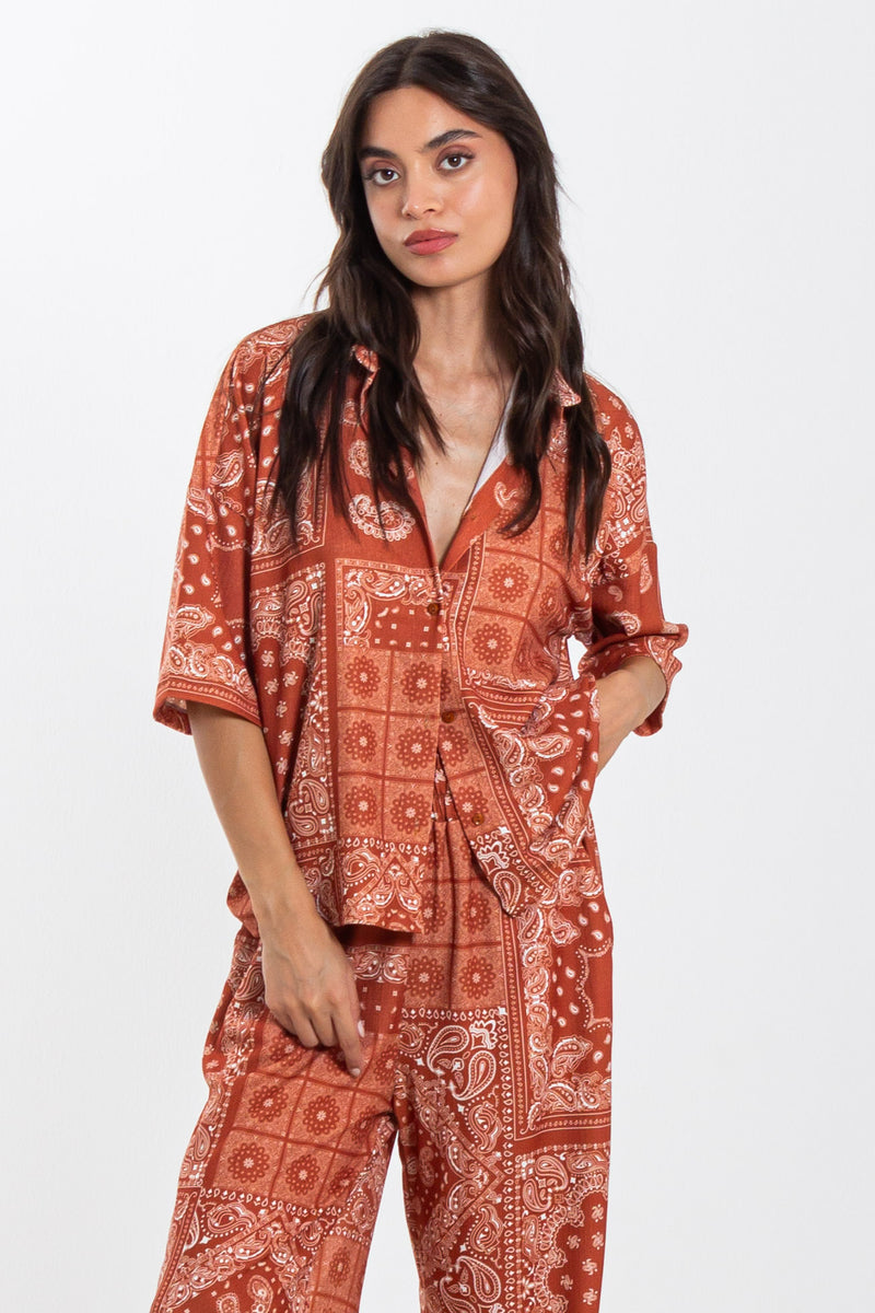 BANDANA PRINT SHIRT SET