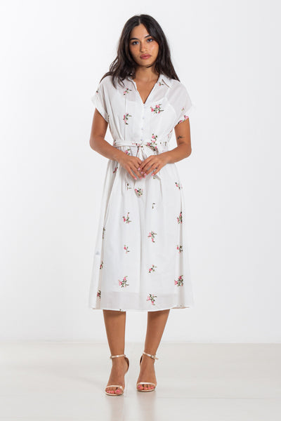 DETAILED EMBROIDERED MIDI DRESS