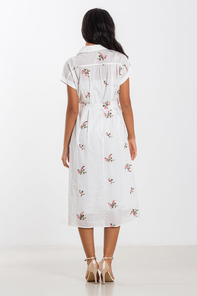 DETAILED EMBROIDERED MIDI DRESS