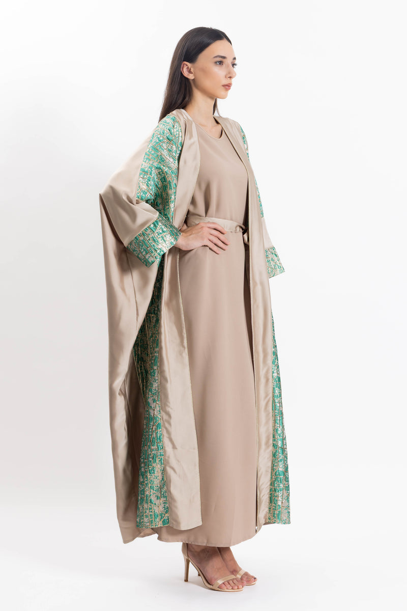 TEXTURED DETAILED ABAYA WITH DRESS