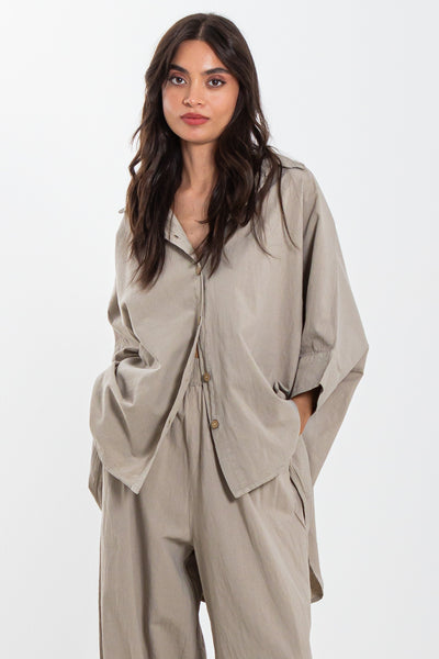 FLOWY LINEN BLEND SHIRT SET