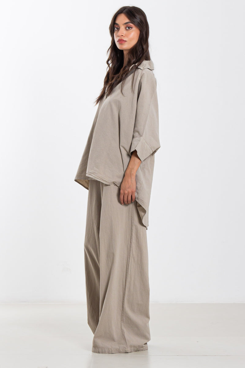 FLOWY LINEN BLEND SHIRT SET