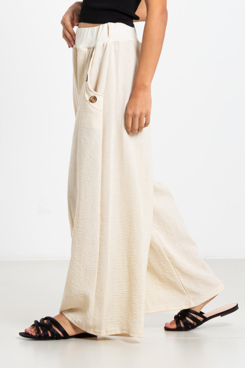 DETAILED WIDE-LEG TROUSERS