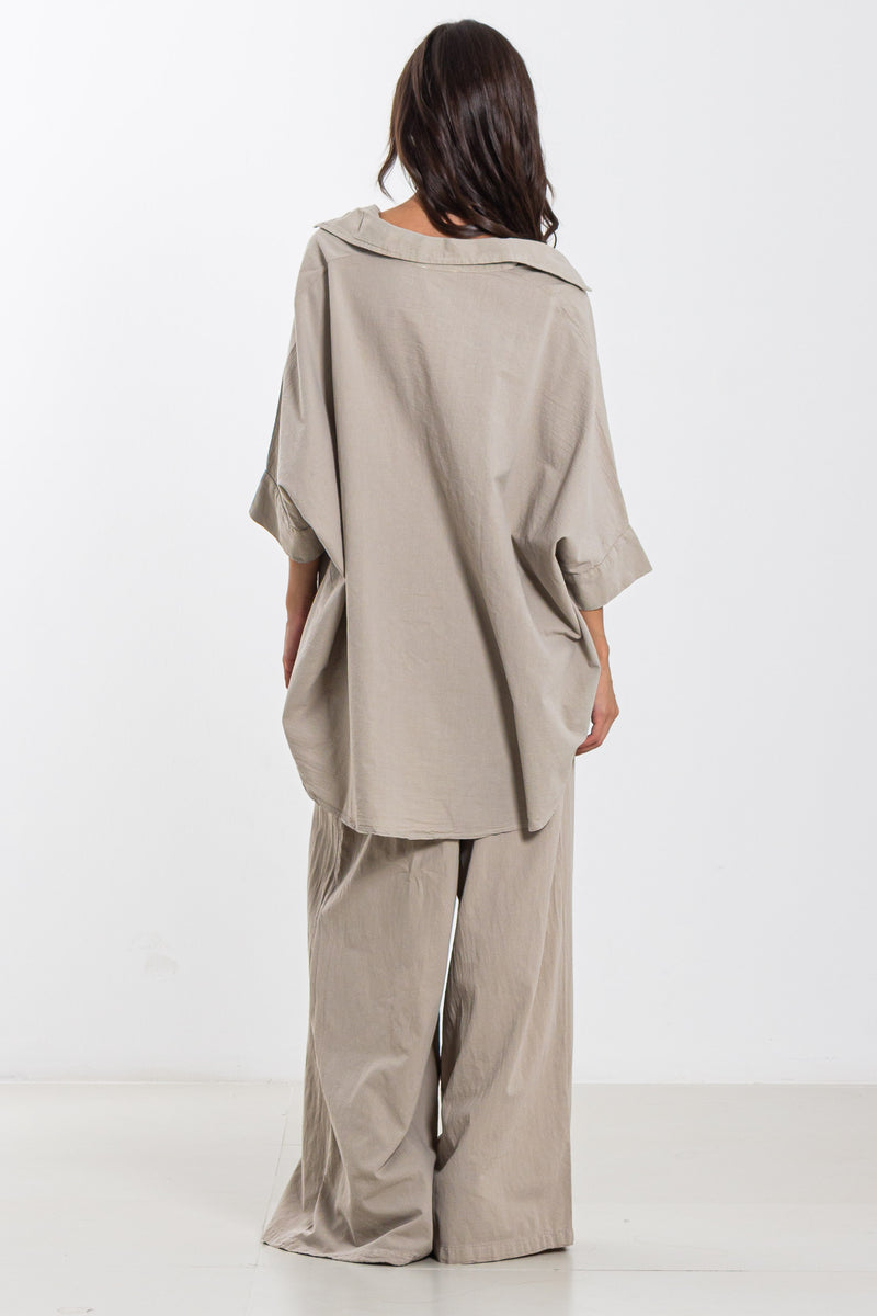 FLOWY LINEN BLEND SHIRT SET