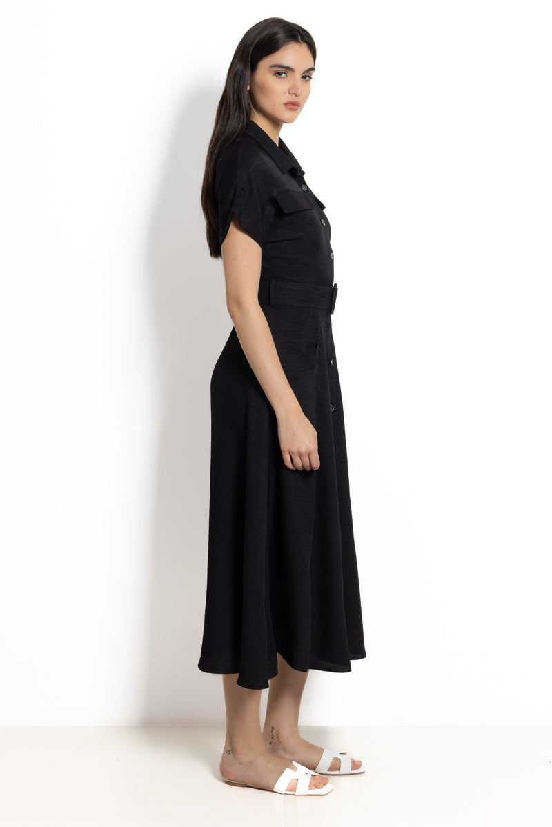 DETAILED MIDI DRESS WITH BELT