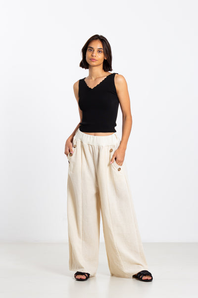 DETAILED WIDE-LEG TROUSERS